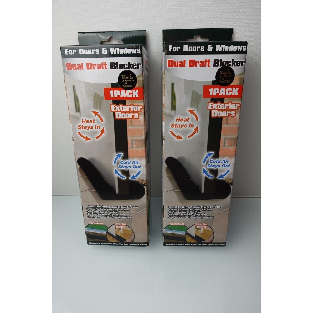 Dual Draft Blocker for Doors & Windows up to 36" Easy Slide Lot of 2 New